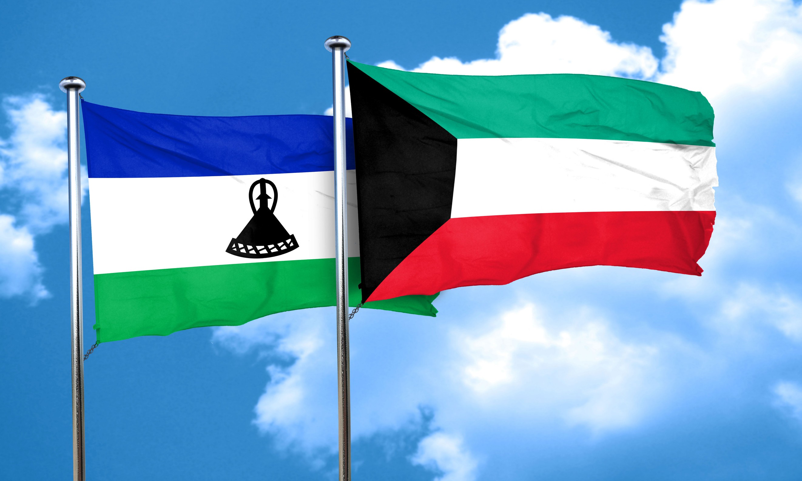Lesotho Flag With Kuwait Flag