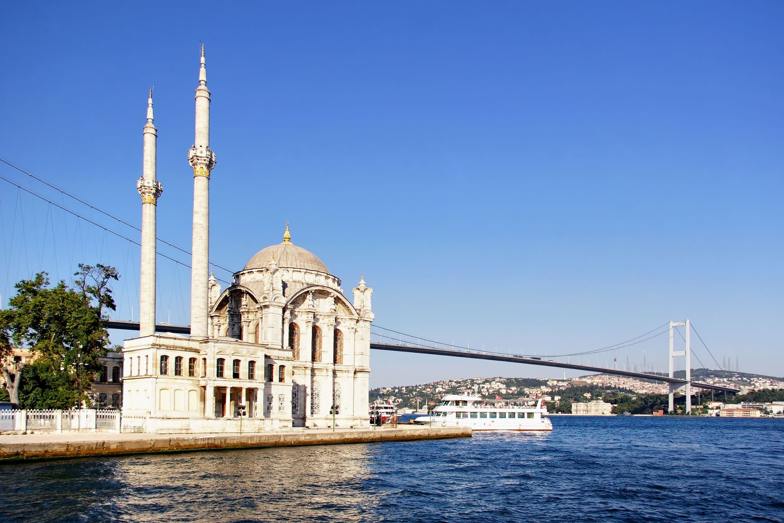 maiden tower and ships in istanbul turkey