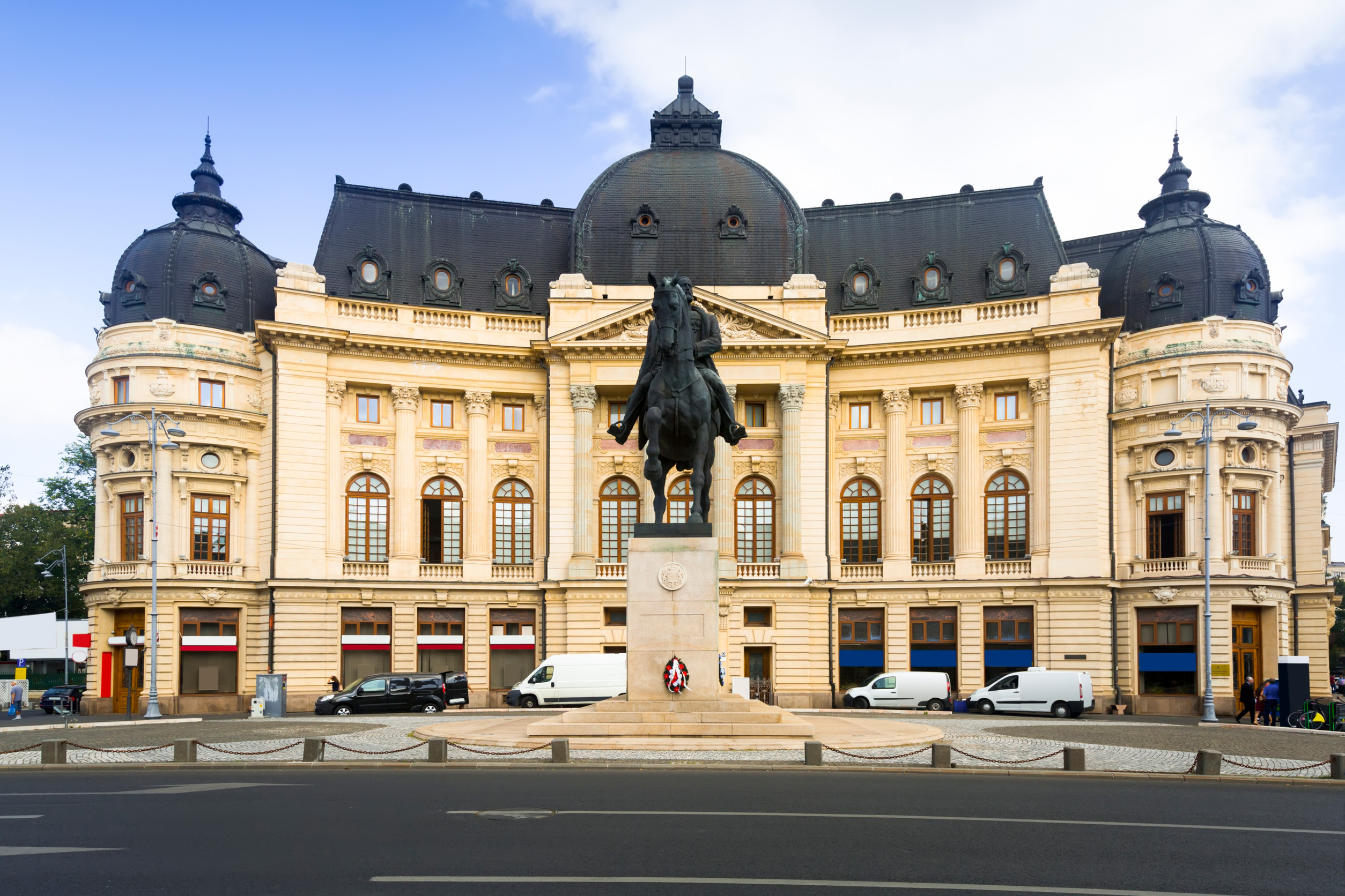 monument carol i about building of central university library bucharest romania
