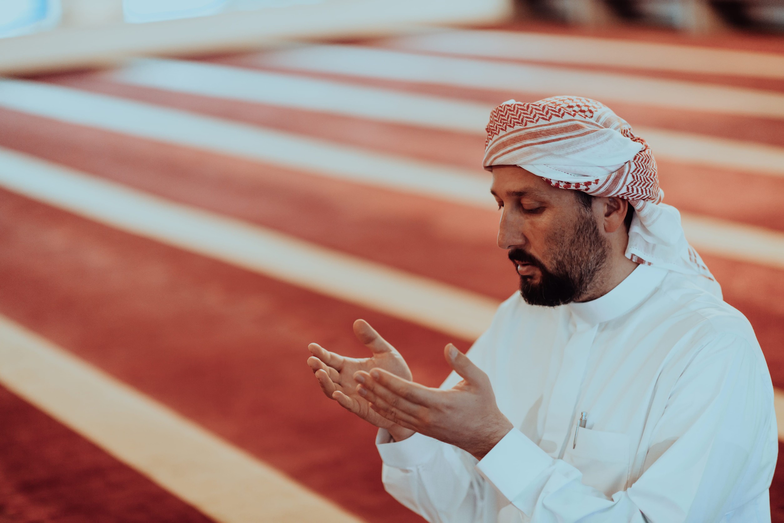 Muslim Man Praying Inside A Mosque