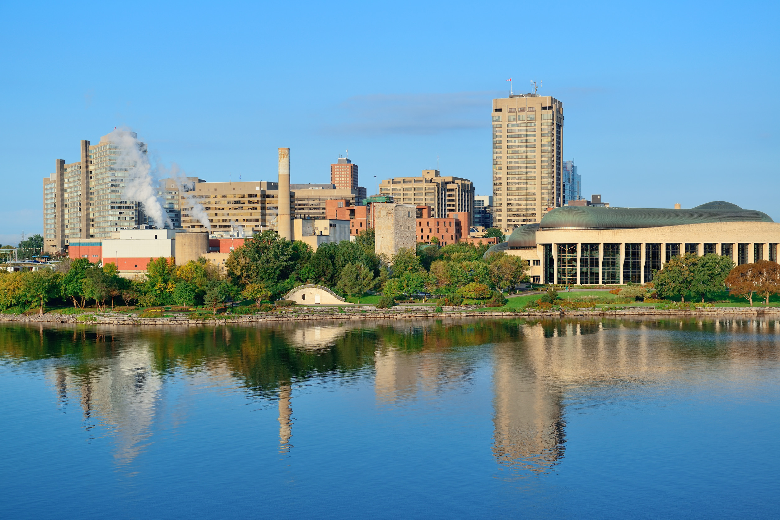ottawa city view with river and buildings