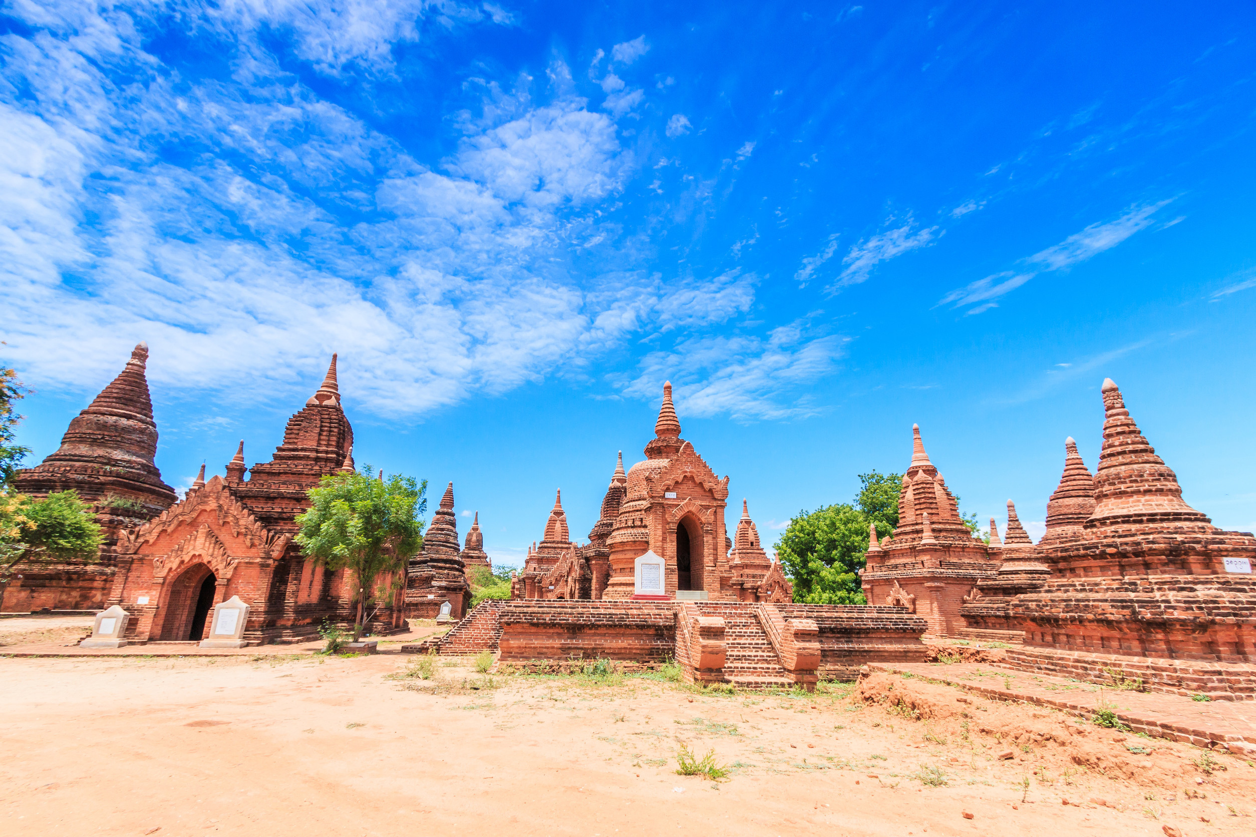 pagoda and temples in old town at bagan in myanmar asia