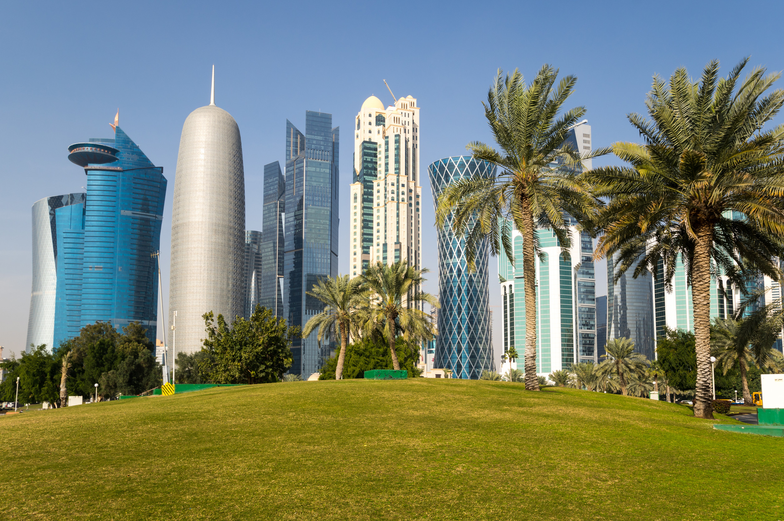 panoramic view with modern skyscrapers in the center of doha the capital and most populous