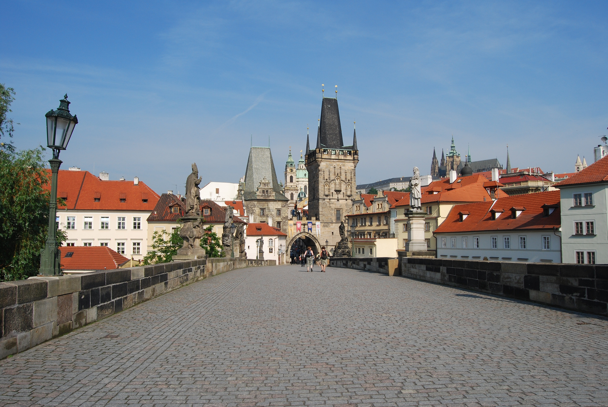 beautiful top view of charles bridge vltava river embankment kampa island historic district hradcany