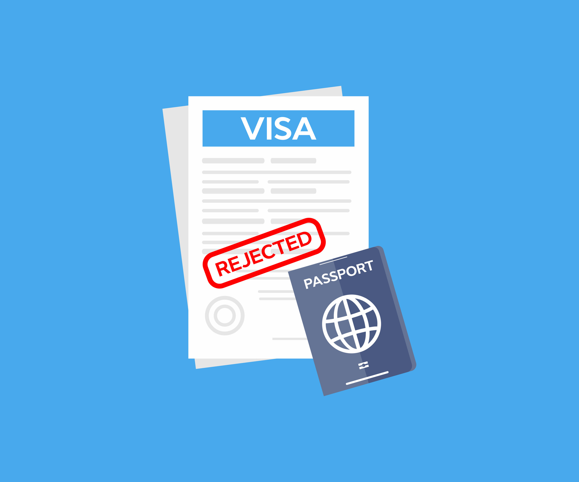 Rejected Visa Application Form Logo Design Rejected Paper Document Vector Design