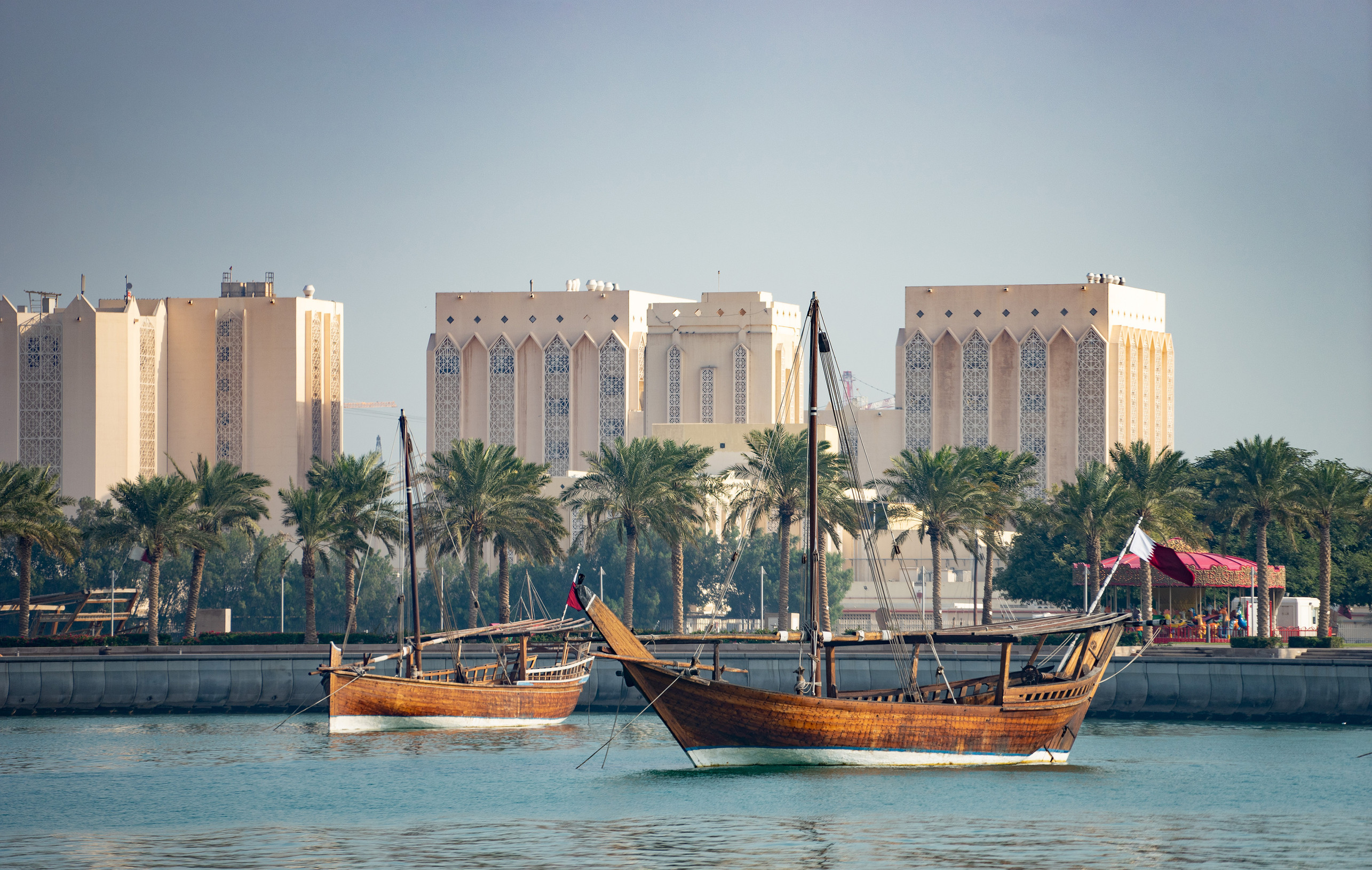 panoramic view with modern skyscrapers in the center of doha the capital and most populous