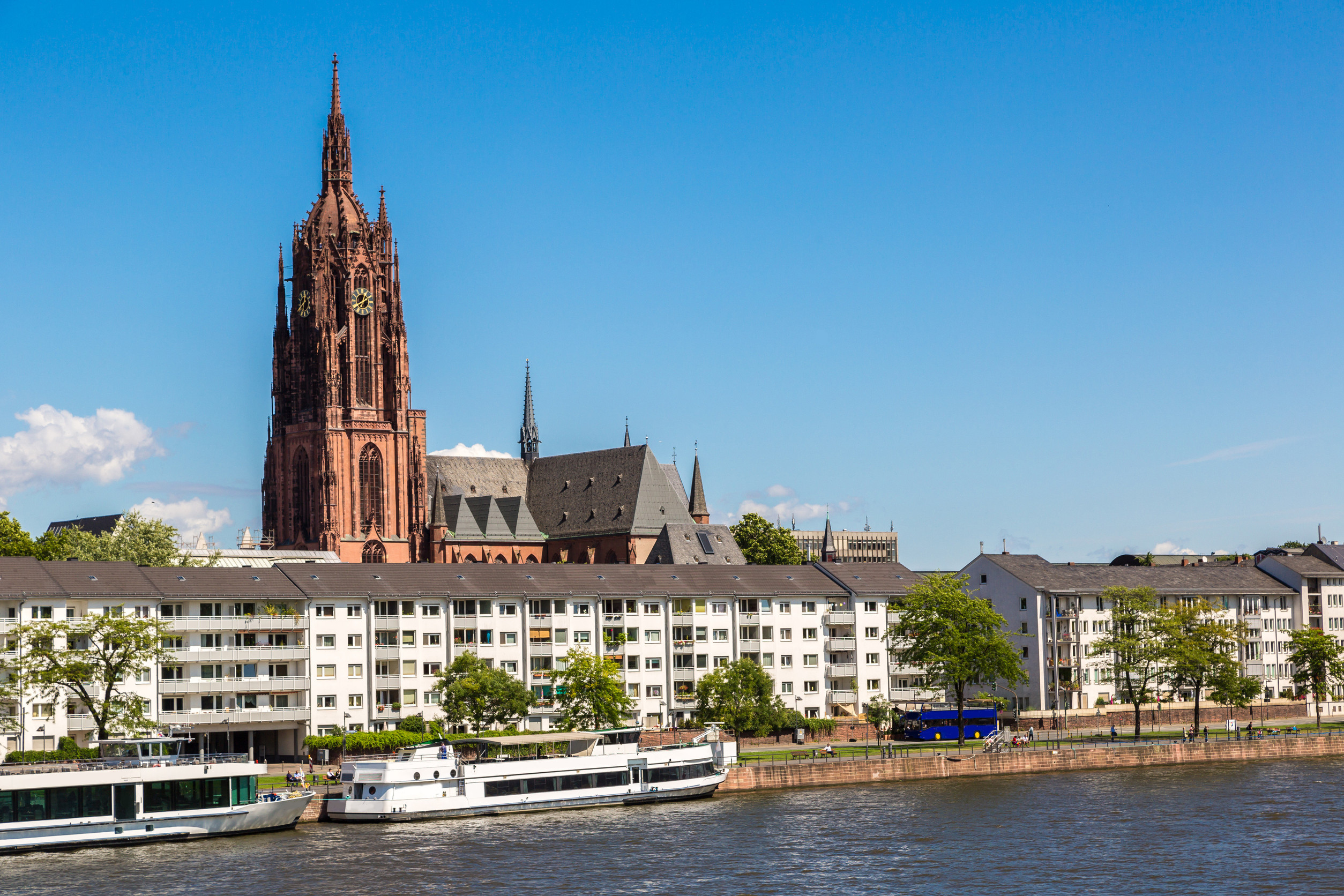 old traditional buildings in frankfurt germany in a summer day