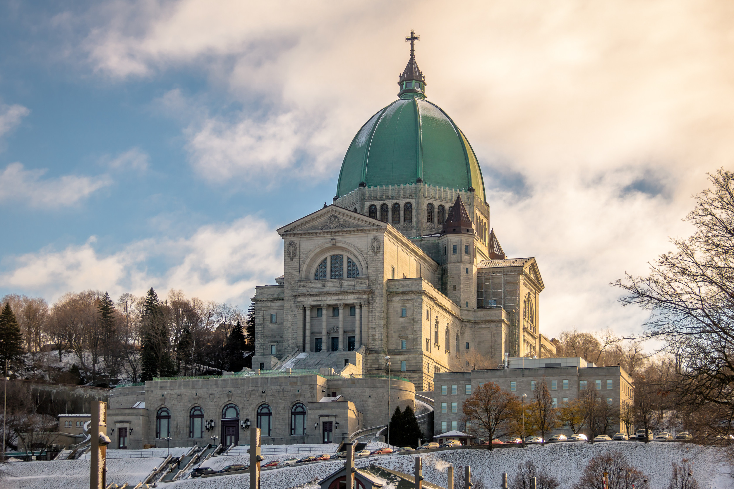saint joseph oratory with snow montreal quebec canada