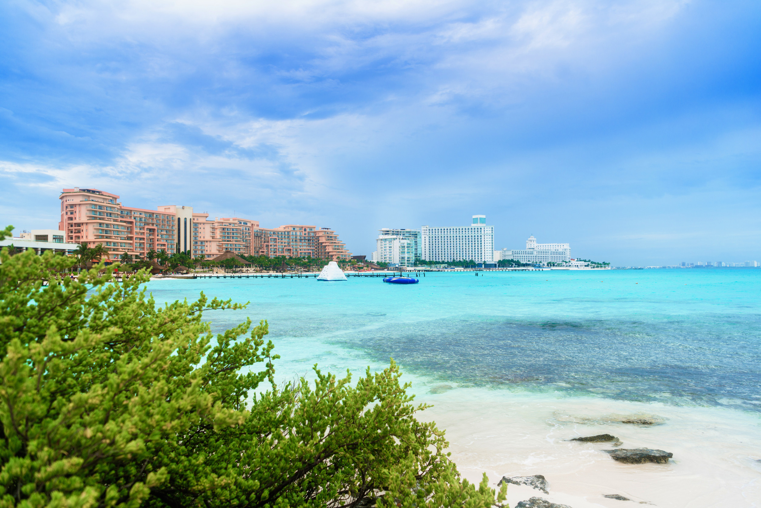 sea shore on the caribbean beach in the area hoteleria in cancun quintana roo mexico