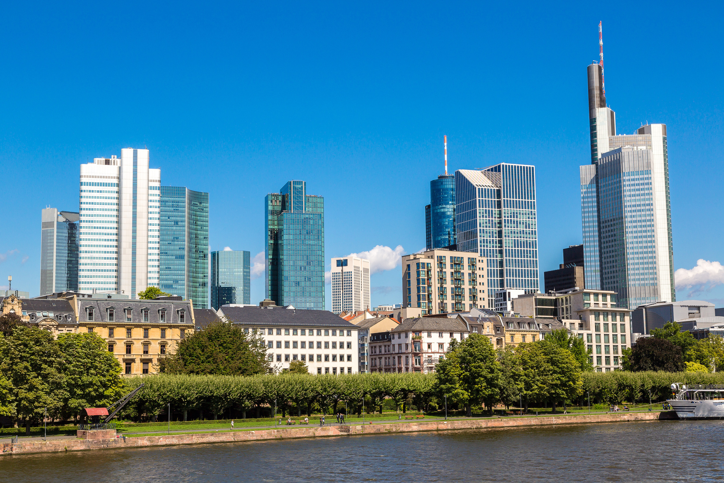 old traditional buildings in frankfurt germany in a summer day