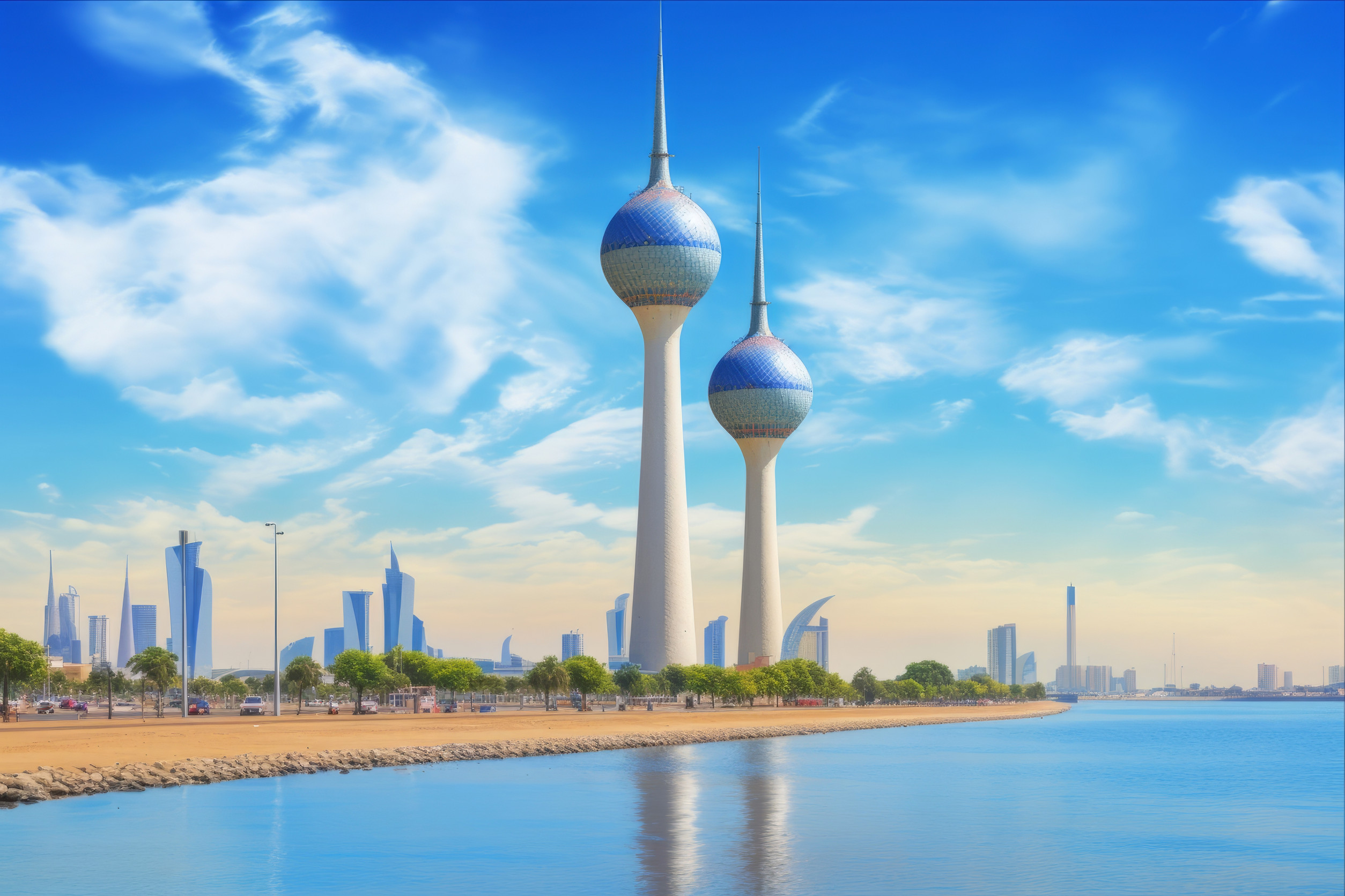 the iconic kuwait towers majestic landmarks along the gulf road
