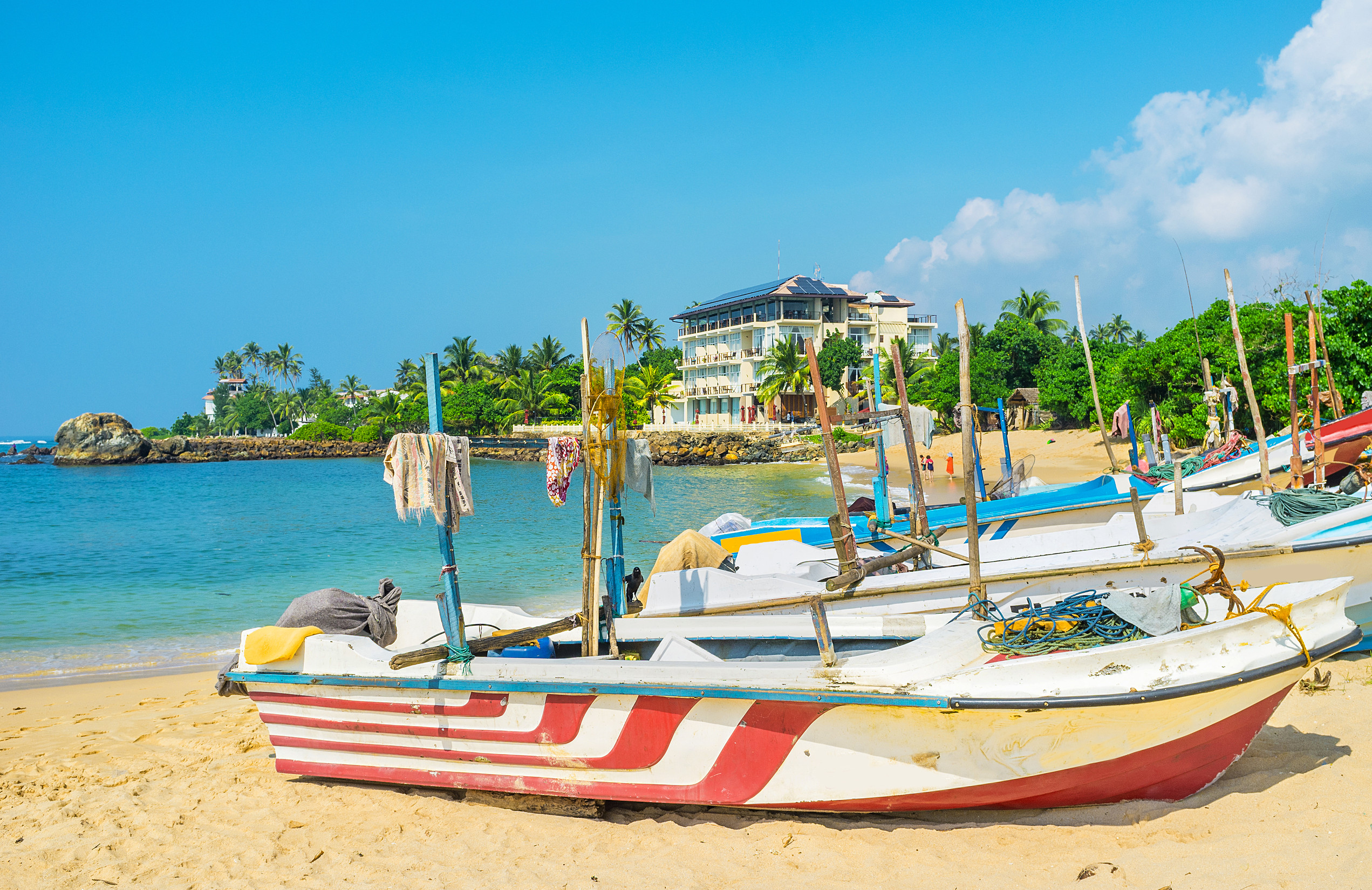 beautiful view of the famous lighthouse in fort galle sri lanka on a sunny day